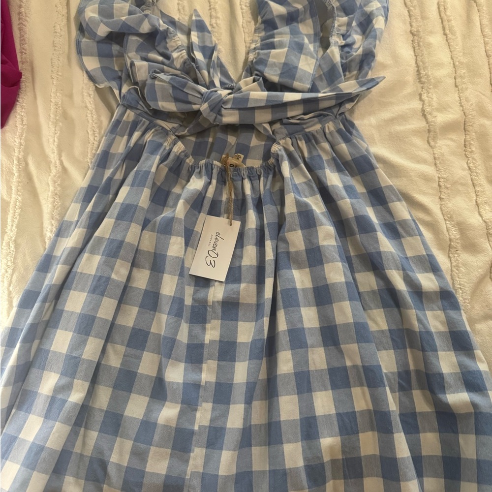 BiBi Blue and White Asymmetrical Dress